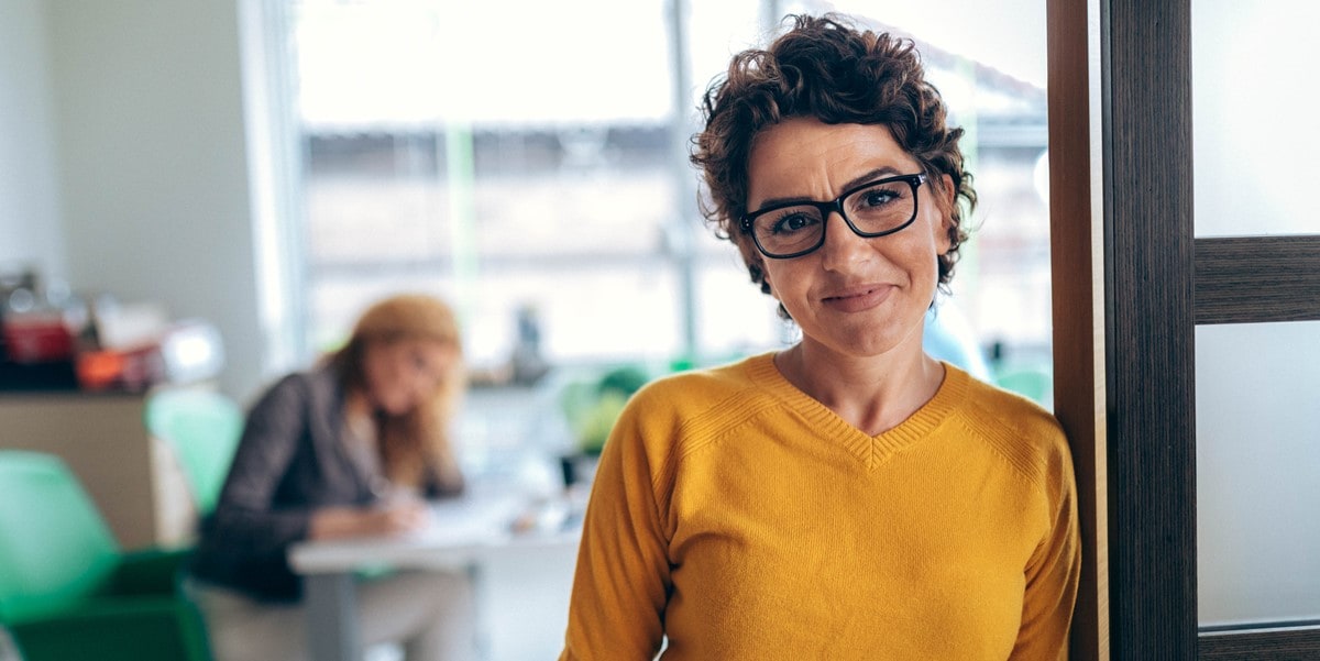 woman smiling in the office