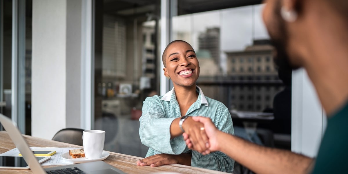 two people meeting