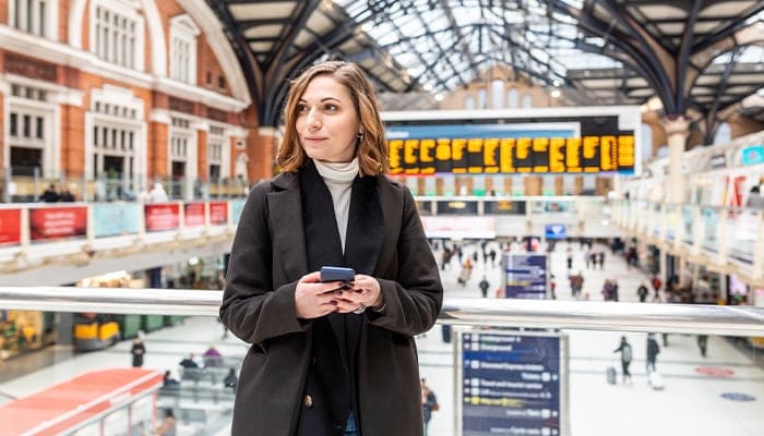 woman in train station